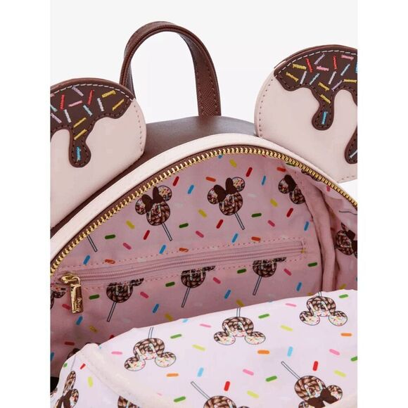 Loungefly Disney Minnie Mouse Chocolate Sprinkle Lollipop Ears Mini Bakpack